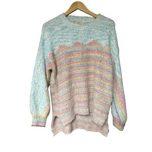 ODDY Super Soft Fuzzy Long Sleeve feminine bubble gum Pastel Sweater Size S/M